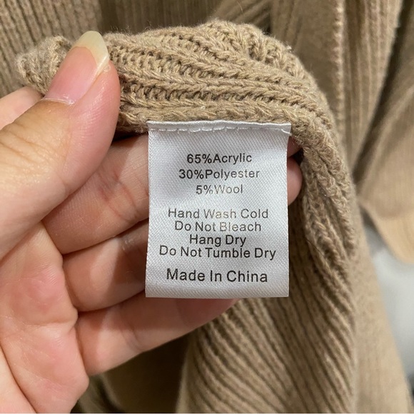 Mod Ref Longline Knit Cardigan Open Front Side Slits Beige Tan Medium - Picture 8 of 9